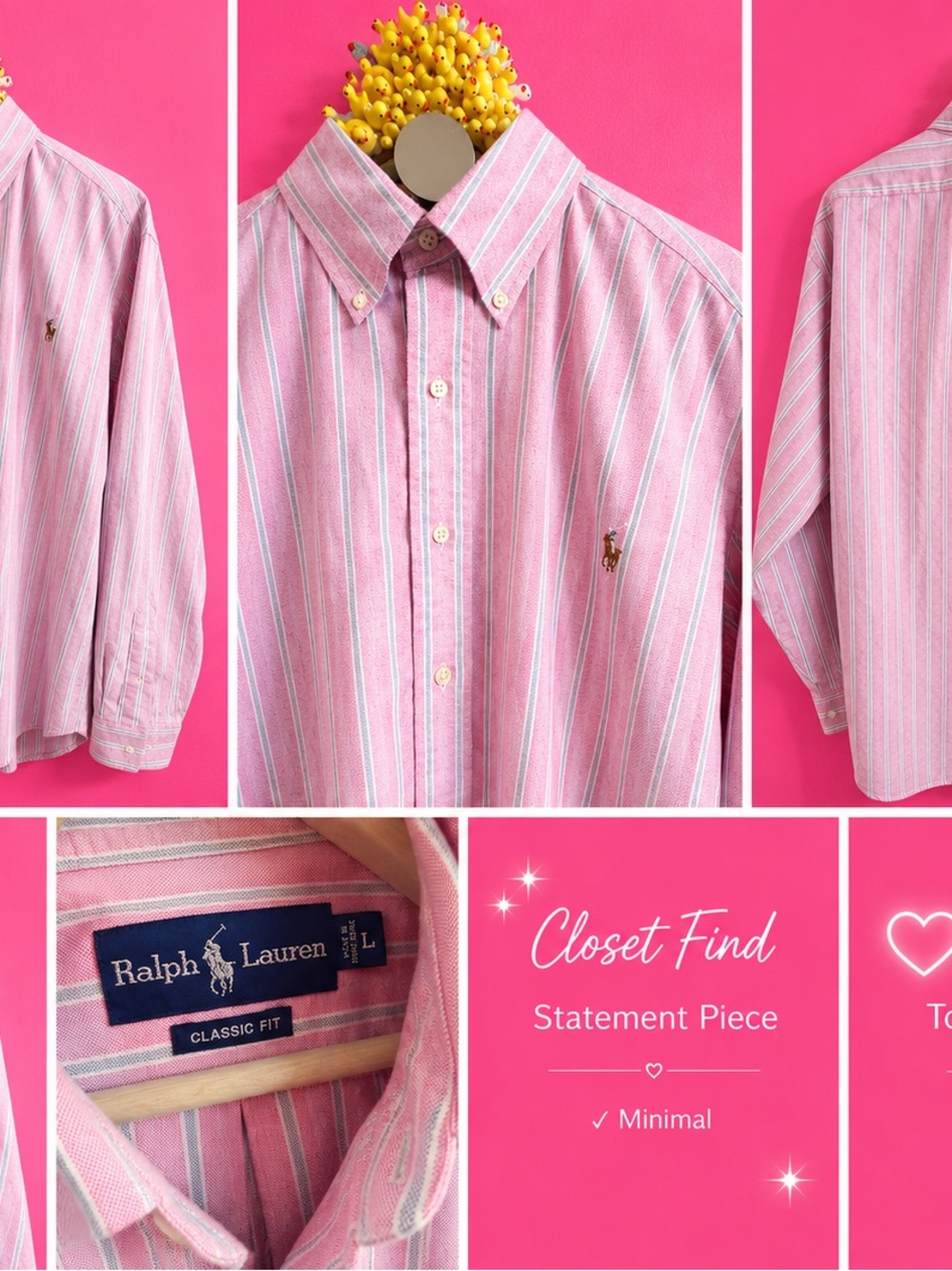 Ralph Lauren Pink, White & Light Blue Striped Button-Down Shirt